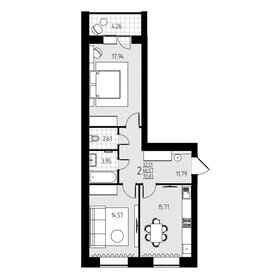 Квартира 66,6 м², 2-комнатная - изображение 1