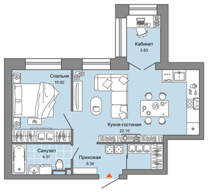 60,1 м², 2-комнатная квартира 6 320 000 ₽ - изображение 64