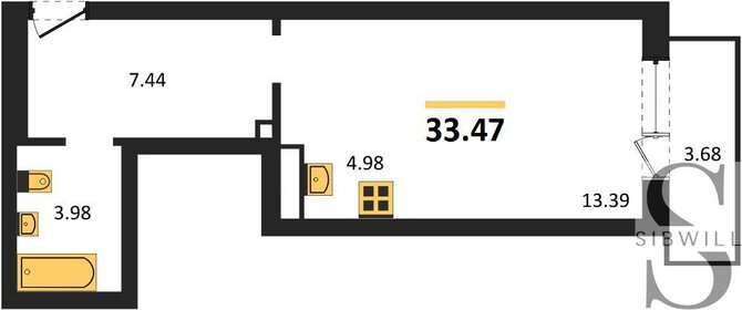 Квартира 32,5 м², студия - изображение 1