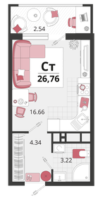 26,8 м², 1-комнатная квартира 4 549 200 ₽ - изображение 54