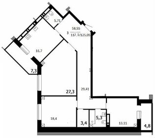 Квартира 117,1 м², 3-комнатная - изображение 1