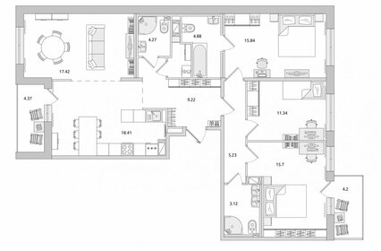 Квартира 107,3 м², 4-комнатная - изображение 1