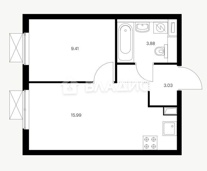 32,4 м², 1-комнатная квартира 12 499 999 ₽ - изображение 27