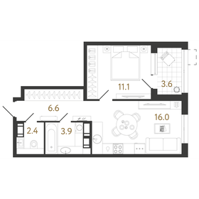 Квартира 40 м², 1-комнатная - изображение 1