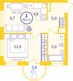 40,6 м², 1-комнатная квартира 5 600 000 ₽ - изображение 60