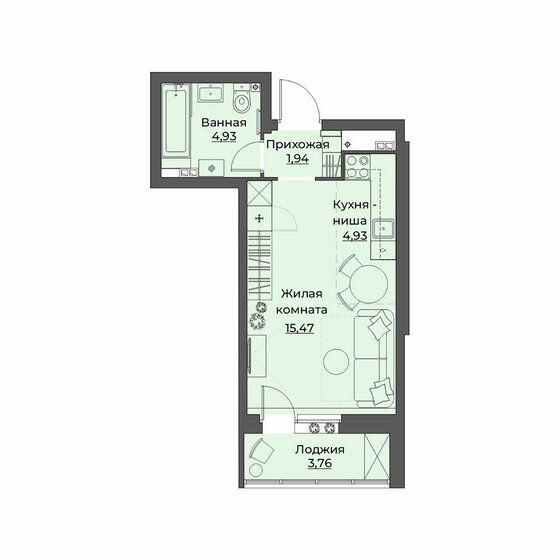 31 м², квартира-студия 5 600 000 ₽ - изображение 1