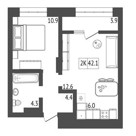 42,1 м², 2-комнатная квартира 5 683 500 ₽ - изображение 5