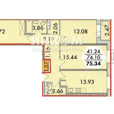 Квартира 75,3 м², 3-комнатная - изображение 2