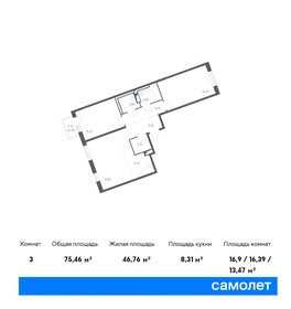 Квартира 75,5 м², 2-комнатная - изображение 1