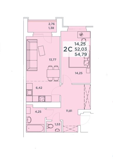 55 м², 2-комнатная квартира 8 545 000 ₽ - изображение 1