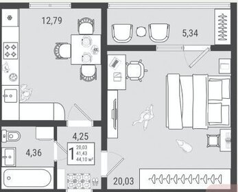 42 м², 1-комнатная квартира 4 400 000 ₽ - изображение 36