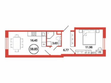 Квартира 38,9 м², 1-комнатная - изображение 1