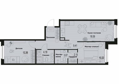 Квартира 59,9 м², 2-комнатная - изображение 1