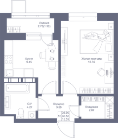 Квартира 36,9 м², 1-комнатная - изображение 1