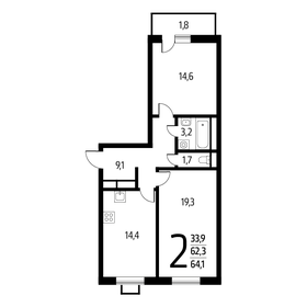 64,1 м², 2-комнатная квартира 14 351 990 ₽ - изображение 17