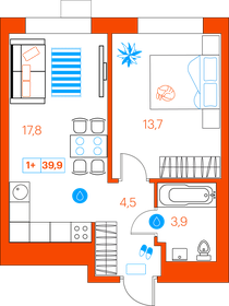 44,5 м², 1-комнатная квартира 5 440 000 ₽ - изображение 47