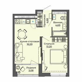 40,6 м², 1-комнатная квартира 7 374 345 ₽ - изображение 44