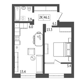 45,8 м², 2-комнатная квартира 5 862 400 ₽ - изображение 15