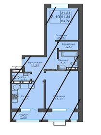 Квартира 61,5 м², 3-комнатная - изображение 1