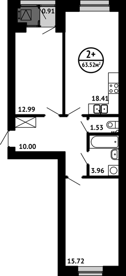 63,5 м², 2-комнатная квартира 8 384 640 ₽ - изображение 1