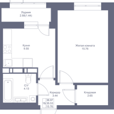 Квартира 37 м², 1-комнатная - изображение 3