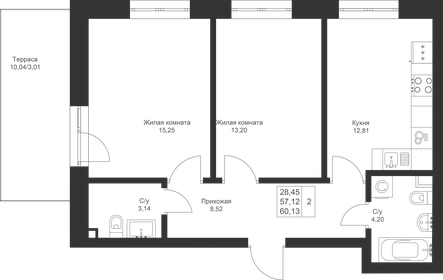 55 м², 2-комнатная квартира 9 240 000 ₽ - изображение 53