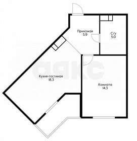 Квартира 45,5 м², 1-комнатная - изображение 1