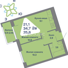 Квартира 34,9 м², 2-комнатная - изображение 4