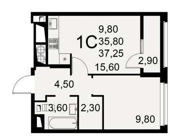 35,3 м², 1-комнатная квартира 3 300 000 ₽ - изображение 27