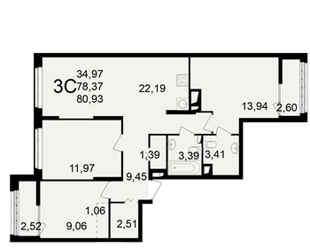 Квартира 80,9 м², 3-комнатная - изображение 1