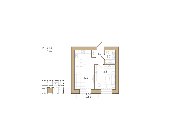 40,2 м², 1-комнатная квартира 5 145 600 ₽ - изображение 17