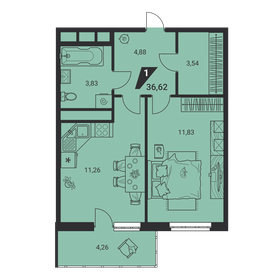 36,7 м², 1-комнатная квартира 6 398 305 ₽ - изображение 6