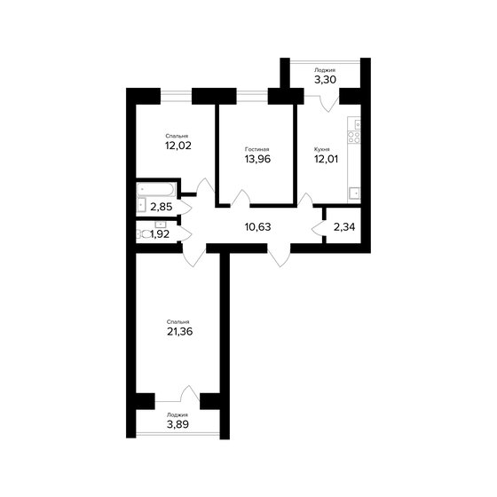 80,7 м², 3-комнатная квартира 8 230 380 ₽ - изображение 1