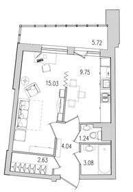 Квартира 38,6 м², 1-комнатная - изображение 1