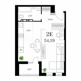 Квартира 54,2 м², 1-комнатная - изображение 1