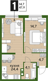 Квартира 47,9 м², 1-комнатная - изображение 2