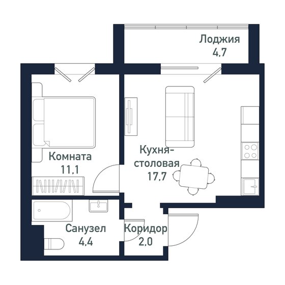 35,3 м², 1-комнатная квартира 4 412 500 ₽ - изображение 13