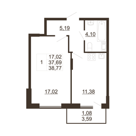 46,7 м², 1-комнатная квартира 5 495 390 ₽ - изображение 24