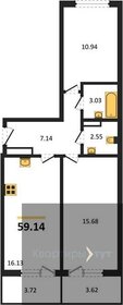 Квартира 59,1 м², 2-комнатная - изображение 1