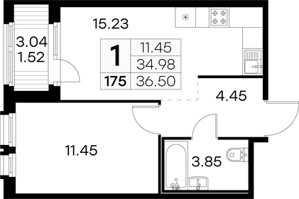 36,5 м², 1-комнатная квартира 6 539 999 ₽ - изображение 6