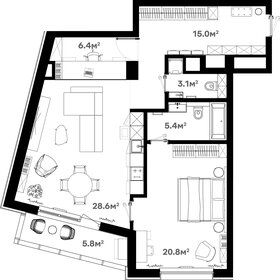 Квартира 87 м², 2-комнатная - изображение 1