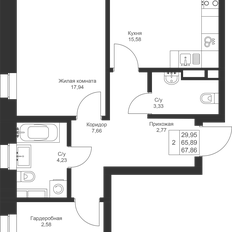 Квартира 67,9 м², 2-комнатная - изображение 3