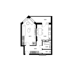 Квартира 49 м², 1-комнатная - изображение 1