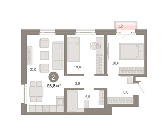 58,8 м², 2-комнатная квартира 20 170 000 ₽ - изображение 33