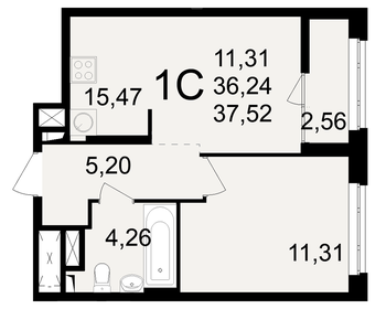 36,8 м², 1-комнатная квартира 4 350 000 ₽ - изображение 1