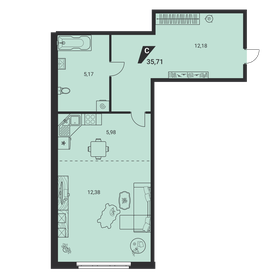 Квартира 35,7 м², студия - изображение 1