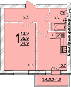 Квартира 35,9 м², 1-комнатная - изображение 1