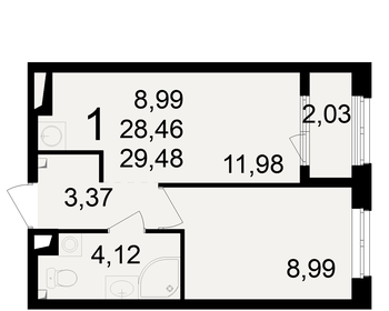 Квартира 29,5 м², студия - изображение 1