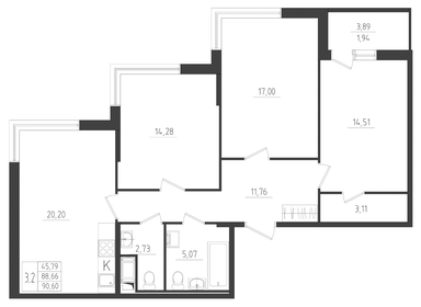 90,5 м², 3-комнатная квартира 14 934 150 ₽ - изображение 14