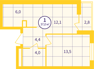 40 м², 1-комнатная квартира 5 650 000 ₽ - изображение 2